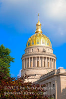 art print of West Virginia capitol gold dome in Charleston WV