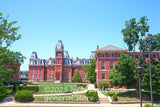 art print of Woodburn and Chitburn halls on WVU campus Morgantown WV