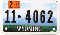 scenic 2015 Wyoming motorcycle license plate grading excellent plus