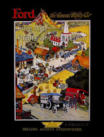 1912 Ford Model T Automobile ad showing versatility of vehicle art print