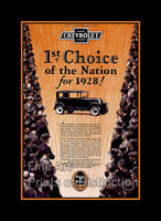 1928 Chevrolet Touring Car advertisement art print