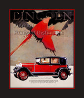 1928 Lincoln red and black Town Sedan advertisement art print