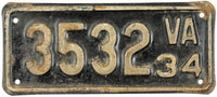 1934 Virginia Motorcycle License Plate