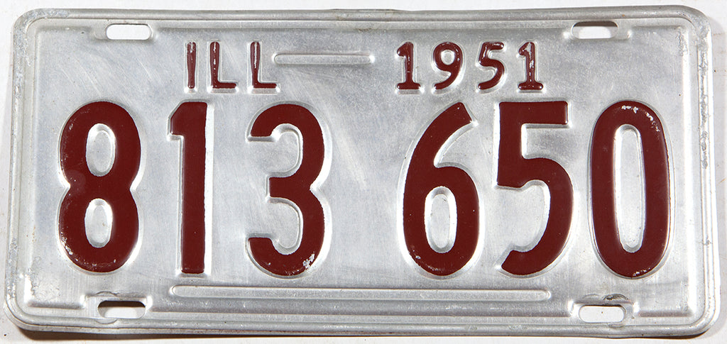 1951 Illinois single License Plate | Brandywine General Store