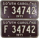 1971 South Carolina License Plates grading very good plus