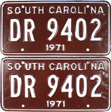 1971 South Carolina License Plates grading excellent plus