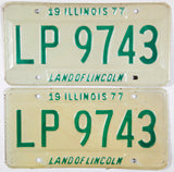 A pair of classic 1977 Illinois Passenger Automobile License Plates in very good plus condition