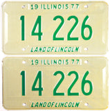 A pair of classic 1977 Illinois Passenger Automobile License Plates grading excellent plus