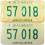 A pair of classic 1977 Illinois Passenger Automobile License Plates in very good minus condition