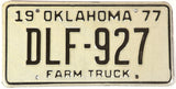 1977 Oklahoma Farm License Plate in Excellent condition