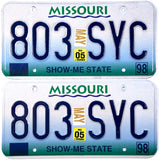 2005 Missouri License Plates grading excellent minus