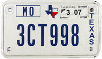 2007 Texas Motorcycle License Plate grading excellent minus