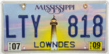 2009 Mississippi License Plate grading very good plus