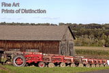 An archival premium Quality Country Print of Red Tractors all in a Row for sale by Brandywine General Store
