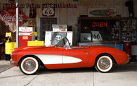 1957 Red Corvette Car on Route 66 Art Print