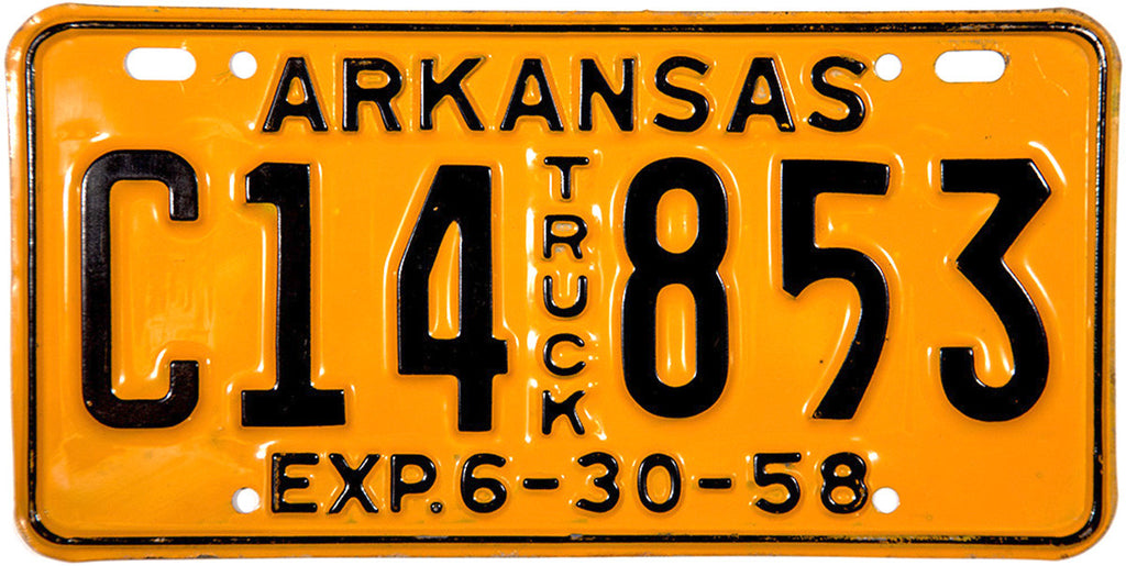 1958 Arkansas Truck License Plate | Brandywine General Store