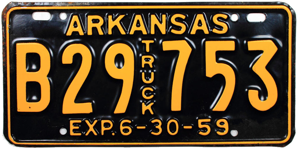 1959 Arkansas Truck License Plate | Brandywine General Store