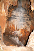 Luray Cavern's Tatiana's Veil formation framed by the Liberty Bell and other formations