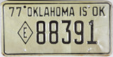 1977 Oklahoma Exempt License Plate