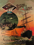 art print of antique State Line Passenger Cruise Ships Advertisement