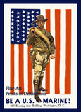 art print of World War I Poster Be a US Marine with soldier and flag 