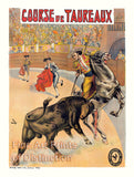 art Print of a Bull Fight French Lithograph Advertisement