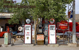 Hackleberry General Store on Route 66 Art Print with vintage gas pumps