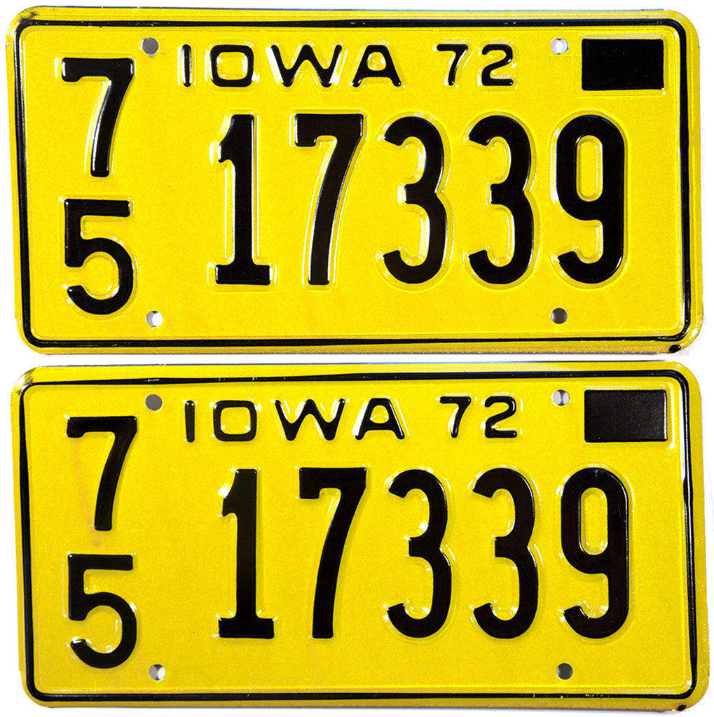 1972 Iowa License Plates | Brandywine General Store