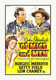 art Print of the 1939 movie poster Of Mice and Men based on the novel by John Steinbeck starring Burgess Meredith