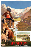 The Pyrenees Mountains Travel Poster art print