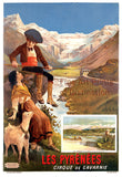 The Pyrenees Mountains Travel Poster art print