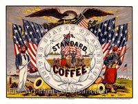 art print of USA Our Standard Coffee Advertising Woodcut Print from civil war era