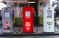 Texaco Gas Island with 1950s Pumps Premium Service Station Print