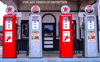 Texaco Gas Island with Four Pumps Premium Service Station Print