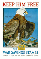 Keep Him Free a World War II Propaganda Poster Art Print with large eagle