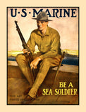 World War I recruiting poster of a US Marine Sea Soldier art print